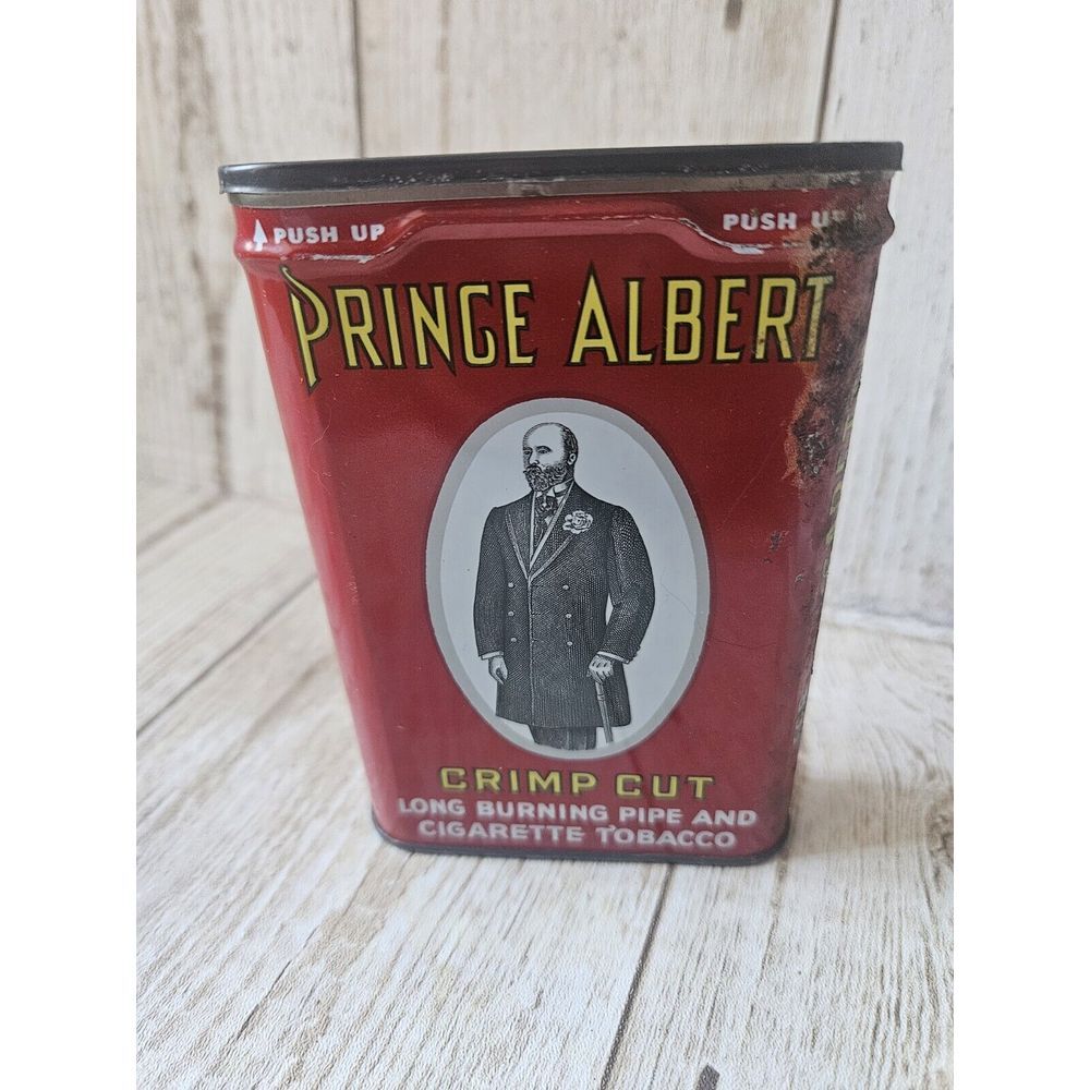 Vintage Antique Prince Albert Crimp Cut‎ Tobacco Tin
